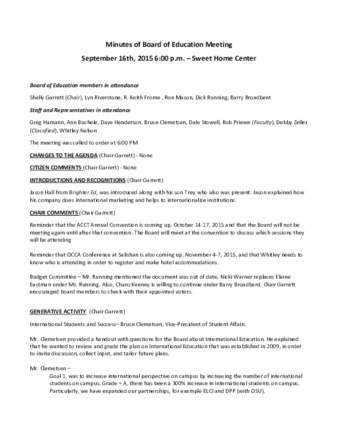 Board of Education Minutes 9-16-15 Miniaturansicht