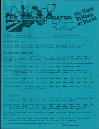 Communicator - Mar. 27, 1973 thumbnail