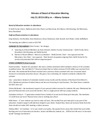 Board of Education Minutes 7-22-15 thumbnail