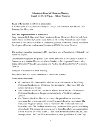 Board of Education Minutes 3-18-15 Miniaturansicht