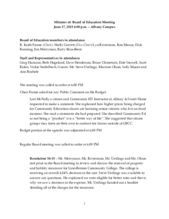 Board of Education Minutes 6-17-15 Miniaturansicht